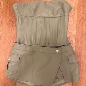 Superdown Sage Green Faux Leather Set